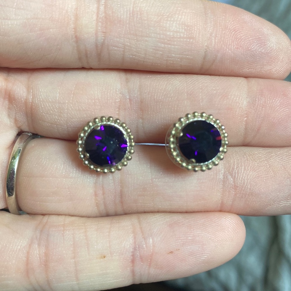 Jojo dark purple silver earrings